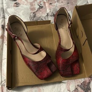 Off brand red snake skin COSTUME high heels